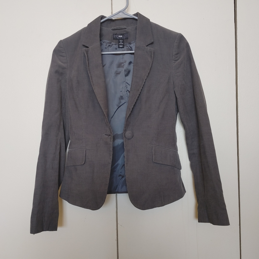 H & M Gray Corduroy Coat Button Up Size 4 US